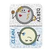 ダーティまたはクリーン – 食洗機ステータス漫画プレート マグネット (縦)