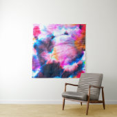 ダーティアート。明るい赤、薄紫、ピンク、黄色。 タペストリー (インサイチュ(横))