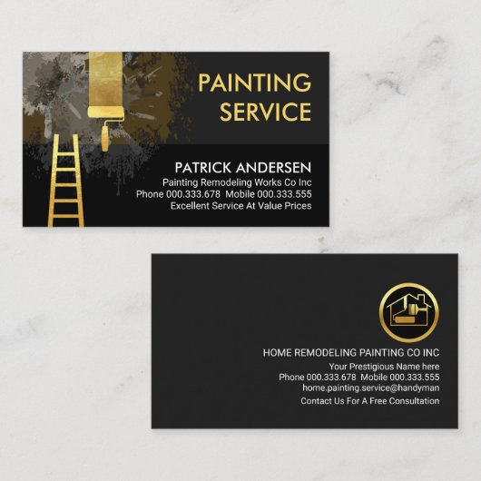 ダーティウォール絵を描(ばちゃばちゃ)跳ねるホーム修復 名刺 (正面/裏面)