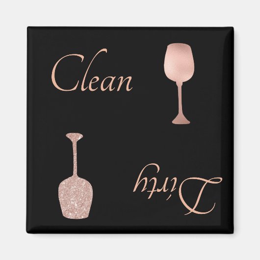 ダーティクリーン食洗機バラゴールドフォイルグリッター マグネット (正面)