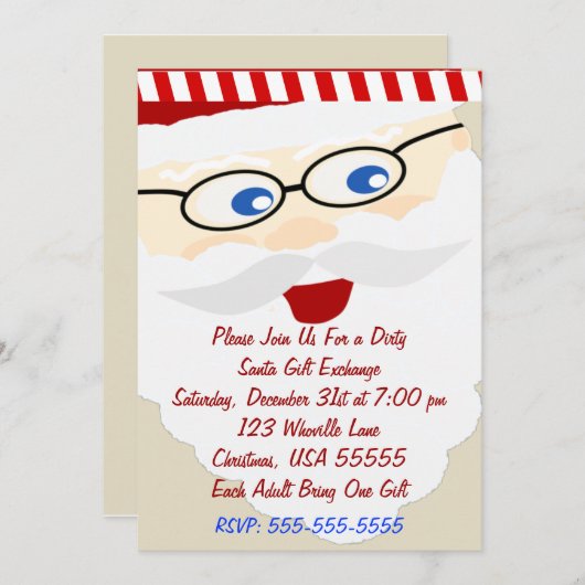 ダーティサンタギフト交換クリスマス招待状 招待状 (正面/裏面)