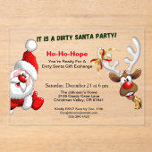 ダーティサンタギフト交換サンタ&ルドルフ鹿 アクリル招待状 (正面)