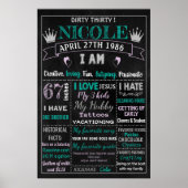 ダーティサーティアダルトお誕生日ケーキスマッシュカルボード ポスター (正面)