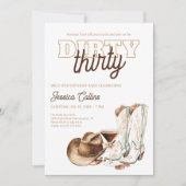 ダーティサーティウェスタン女性のカーボーイ30th誕生日パーティー 招待状 (正面)