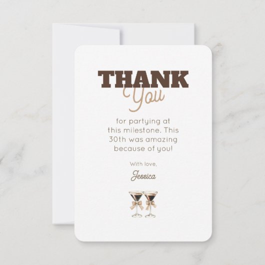 ダーティサーティオコッテイルエスプレッソマルティーニ30誕生日 サンキューカード (裏面)