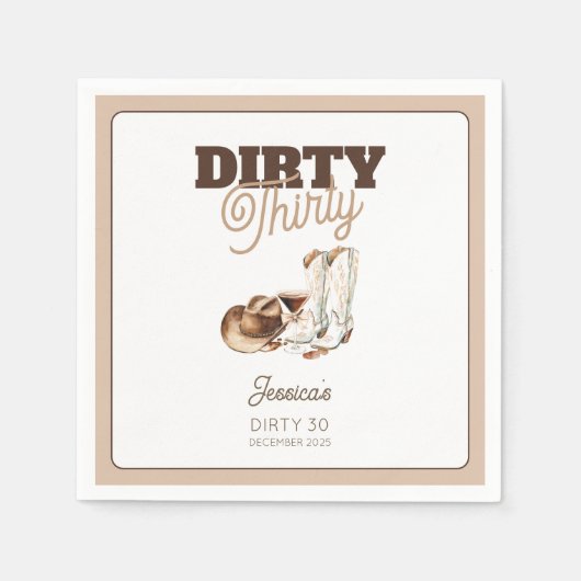 ダーティサーティカクテルウェスタン30歳の誕生日パーティー スタンダードカクテルナプキン (正面)