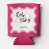 ダーティサーティピンク曲線フレームレトロ30th Birthday 缶クーラー (正面)