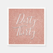 ダーティサーティ誕生日バラ金ゴールド赤面ピンクグリッター スタンダードカクテルナプキン (正面)