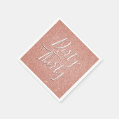 ダーティサーティ誕生日バラ金ゴールド赤面ピンクグリッター スタンダードカクテルナプキン (角)