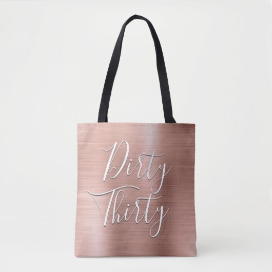 ダーティサーティ誕生日バラ金ゴールド赤面ピンク トートバッグ (正面)