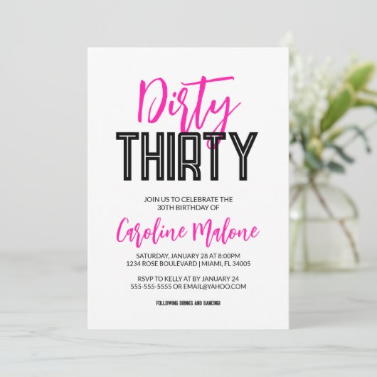 ダーティサーティ誕生日招待状 招待状 (スタンド正面)