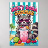 ダーティソーダサマー たぬき 夏の飲み物 バケーション ポスター (正面)