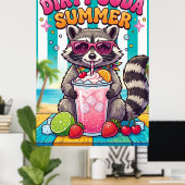 ダーティソーダサマー たぬき 夏の飲み物 バケーション ポスター (ホームオフィス)