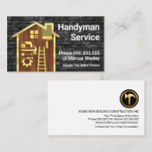 ダーティブリック壁金ゴールド手書きツール建物 名刺 (正面/裏面)