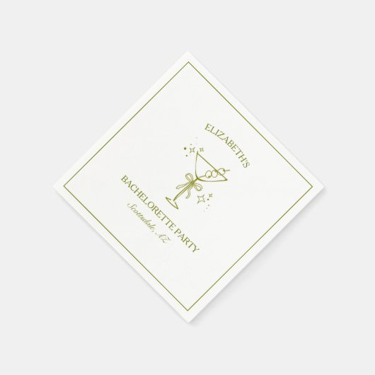 ダーティマティーニパーソナライズドおしゃれなバチェロレッテパーティー スタンダードカクテルナプキン (角)