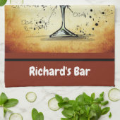 ダーティマティーニレシピパーソナライズされたカスタムバー金ゴールド キッチンタオル (折り畳み)