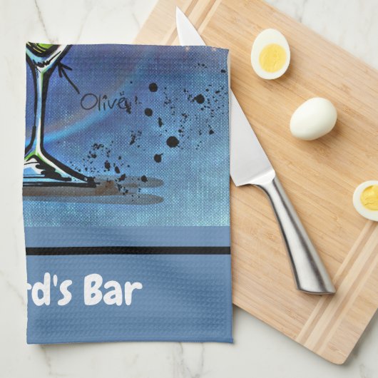 ダーティマティーニレシピパーソナライズされたカスタムバー キッチンタオル (四つ折り)