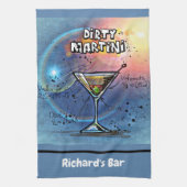 ダーティマティーニレシピパーソナライズされたカスタムバー キッチンタオル (縦)