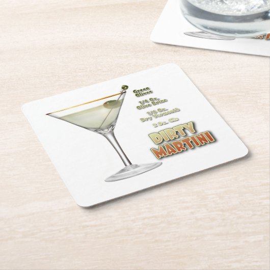 ダーティマルティニカクテルレシピアート紙コースター スクエアペーパーコースター (アングル)