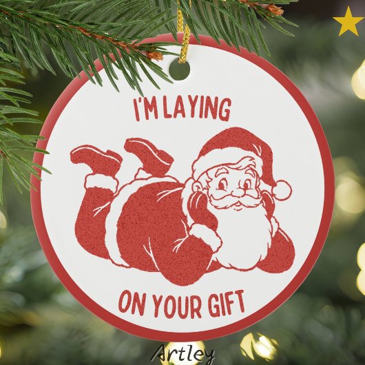 ダーティレトロスタイルいけなサンタクリスマス セラミックオーナメント