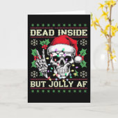 ダーティーでおもしろいクリスマスのダサ可愛いセーター カード (黄色い花)