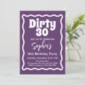 ダーティーな30の波線カーブのくねくね 30歳の誕生日パーティー 招待状 (スタンド正面)