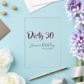 ダーティー30 誕生日 名前 日付 ピンク グレー カリグラフィー アクリル招待状 (インサイチュ (ウェディング))