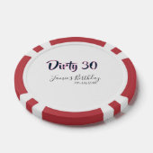 ダーティー30 誕生日 名前 日付 ピンク グレー カリグラフィー ポーカーチップ (シングル)