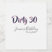 ダーティー30 誕生日 名前 日付 ピンク グレー カリグラフィー ワインラベル (シングルラベル)