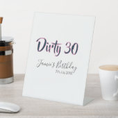 ダーティー30 誕生日 名前 日付 ピンク グレー カリグラフィー 台座サイン (インサイチュ)