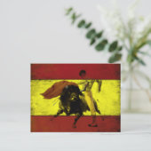 ダーティ旗に闘牛の付いたスペインのはがき ポストカード (スタンド正面)