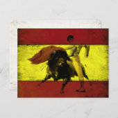ダーティ旗に闘牛の付いたスペインのはがき ポストカード (正面/裏面)