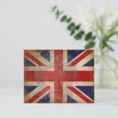 ダーティ英国国旗のエリザベス女王IIシルエット ポストカード (スタンド正面)