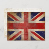 ダーティ英国国旗のエリザベス女王IIシルエット ポストカード (正面/裏面)