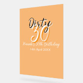 ダーティ30オレンジシンプルの白い誕生日レトロ広告 アクリルサイン (傾斜)