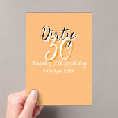 ダーティ30オレンジシンプルの白い誕生日レトロ広告 アクリル招待状 (インサイチュ (ポータブル))