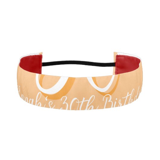 ダーティ30オレンジシンプルの白い誕生日レトロ広告 アスレチックヘッドバンド (正面)