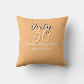 ダーティ30オレンジシンプルの白い誕生日レトロ広告 クッション (裏面)