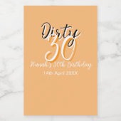 ダーティ30オレンジシンプルの白い誕生日レトロ広告 フードラベル (シングルラベル)
