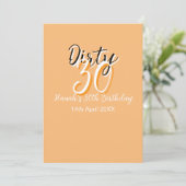 ダーティ30オレンジシンプルの白い誕生日レトロ広告 招待状 (スタンド正面)