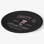 ダーティ30コケットマルティーニ&ボウ誕生日 ペーパープレート (アングル)