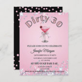 ダーティ30コケットマーティン誕生日テーマ 招待状 (正面/裏面)