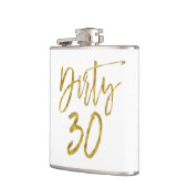 ダーティ30ゴールドフォイルとホワイト誕生日フラスコ フラスク (左)