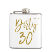 ダーティ30ゴールドフォイルとホワイト誕生日フラスコ フラスク (正面)