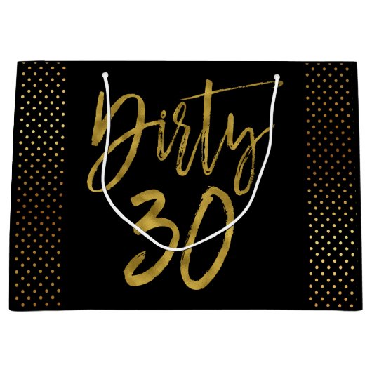 ダーティ30ゴールドフォイル誕生日抱き枕 ラージペーパーバッグ (正面)