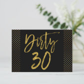 ダーティ30ゴールドフォイル誕生日招待状 招待状 (スタンド正面)