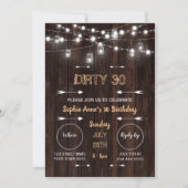 ダーティ30ストリングライトバーンドエイジ誕生日パーティー 招待状 (正面)