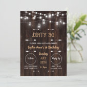 ダーティ30ストリングライトバーンドエイジ誕生日パーティー 招待状 (スタンド正面)