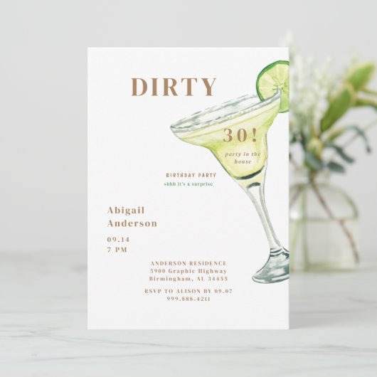 ダーティ30パーティーインザハウスマルガリータ誕生日 招待状 (スタンド正面)