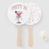 ダーティ30ピンクコケット誕生日パーティー ハンドファン (正面&裏面)
